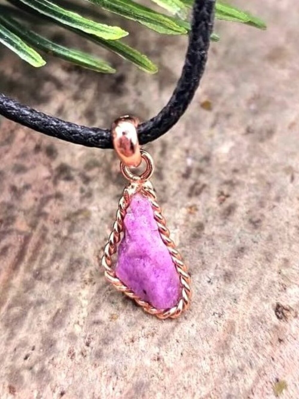 Nature Purple Sugilite Raw Stone S925 Pendant Necklace